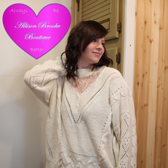 Cream Lace and Sequin Sweater - Picture 3 of 5